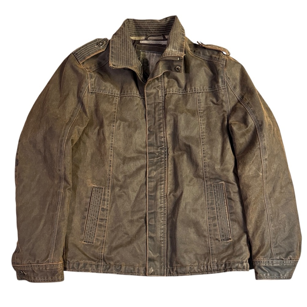 Vintage Y2K BKE Military Motorcycle Bomber Brown Jacket Athletic Fit Men’s M